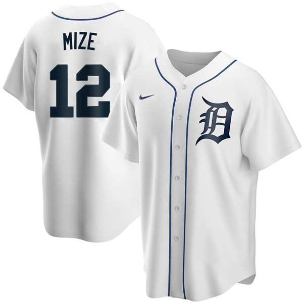 Men's Detroit Tigers #12 Casey Mize White Cool Base Stitched Jersey